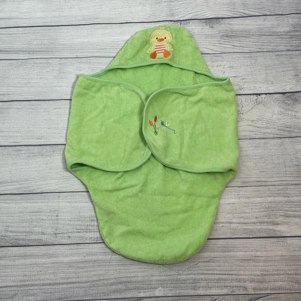 Babies R Us Hooded Baby Towel Green Duck Cotton Bath Wrap